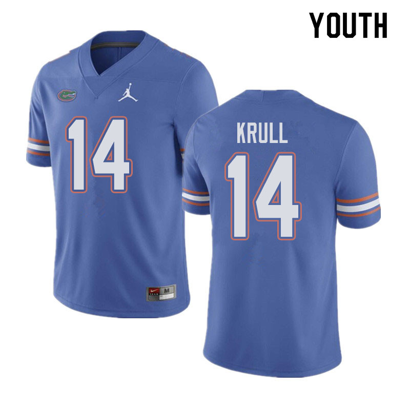 Jordan Brand Youth #14 Lucas Krull Florida Gators College Football Jerseys Sale-Blue - Click Image to Close